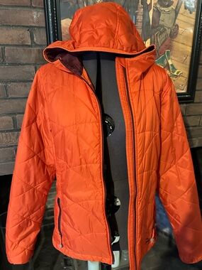 LL Bean orange packable puffer jacket M